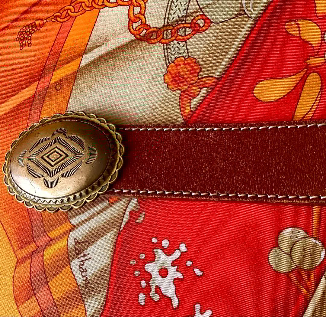 ヴィンテージ コンチョベルト ウエスタン レザーベルト 本革 ネイティブ 個性派