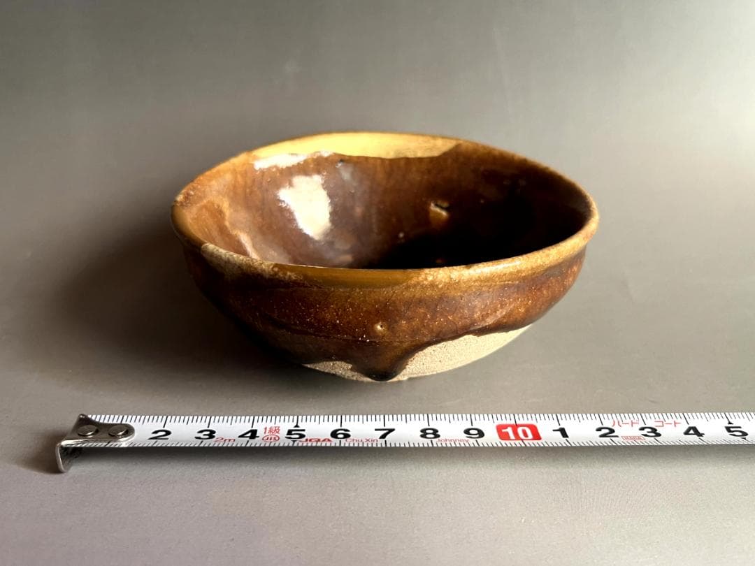 酒器■古瀬戸飴釉小碗 古鉢 酒杯 ぐい呑み 金継ぎ直し有 涙痕 時代物 骨董品■