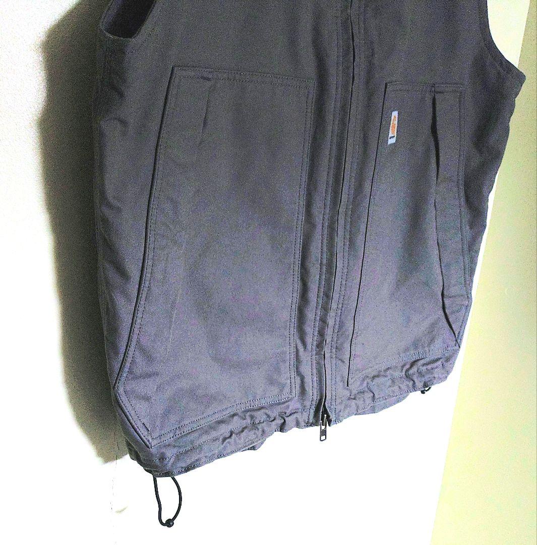 ❐Carhartt ⚪グレー ダブルジップ【ドローコード付き】ベスト