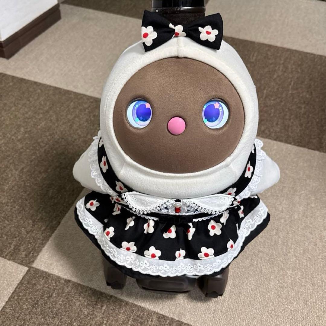 ラボット LOVOT 服 ホワイトフラワー ブラック襟付きワンピース＆帽子セット