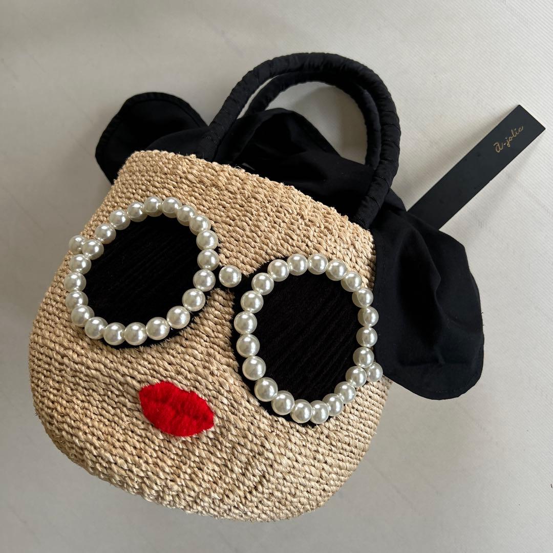 ★新品タグ付★【a-jolie-】アジョリー　かごバッグ　パールサングラス