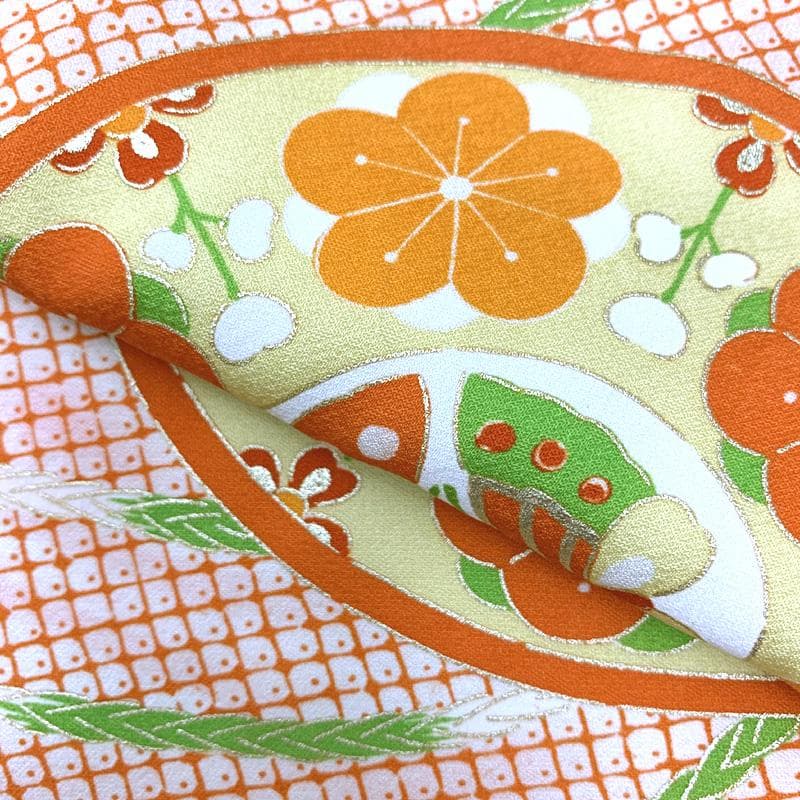 410ag120□七五三 七歳 女児 着物&袋帯&長襦袢 金駒刺繍□状態良好