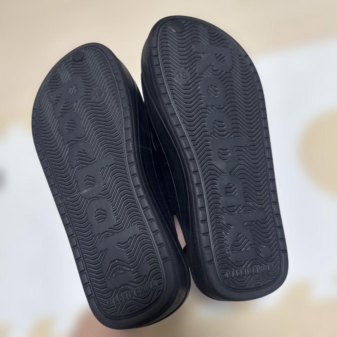 【美品】ラクバキ イージーサンダル ラップ ブラック S~23.0cm