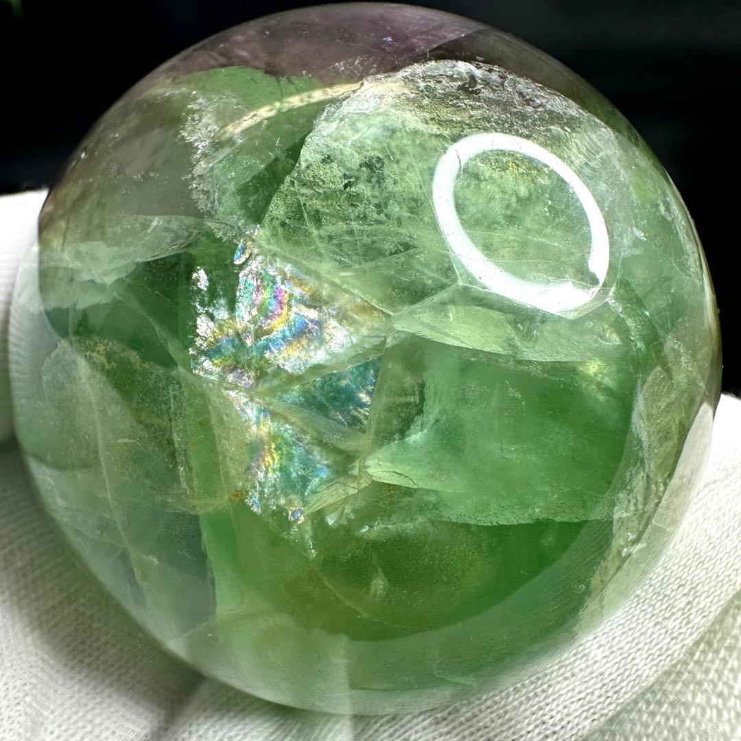 レインボー☆フローライト 丸玉☆ 癒しパワーパワーストーン☆天然石　原石A727