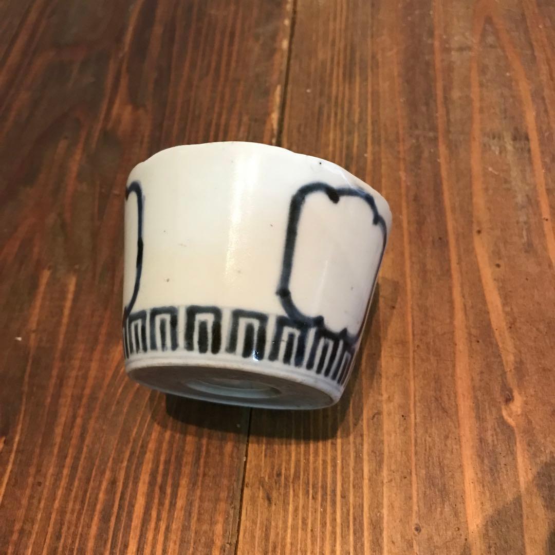 美品　古伊万里　色絵素地　窓枠　花頭窓　時代物　染付　蕎麦猪口　蛇目高台