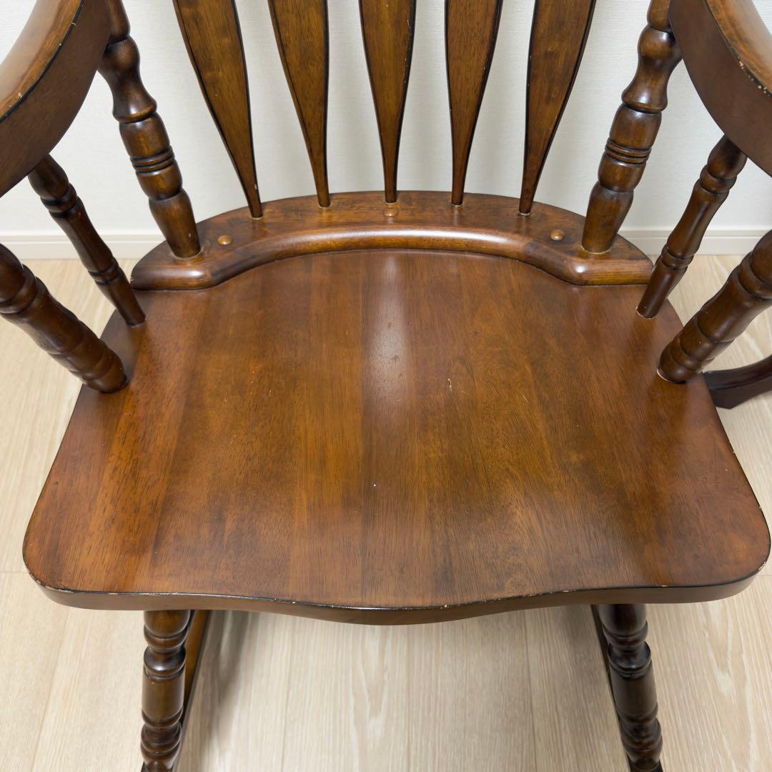 不二貿易 木製ロッキングチェア バリー 肘掛け付 彫刻 1脚