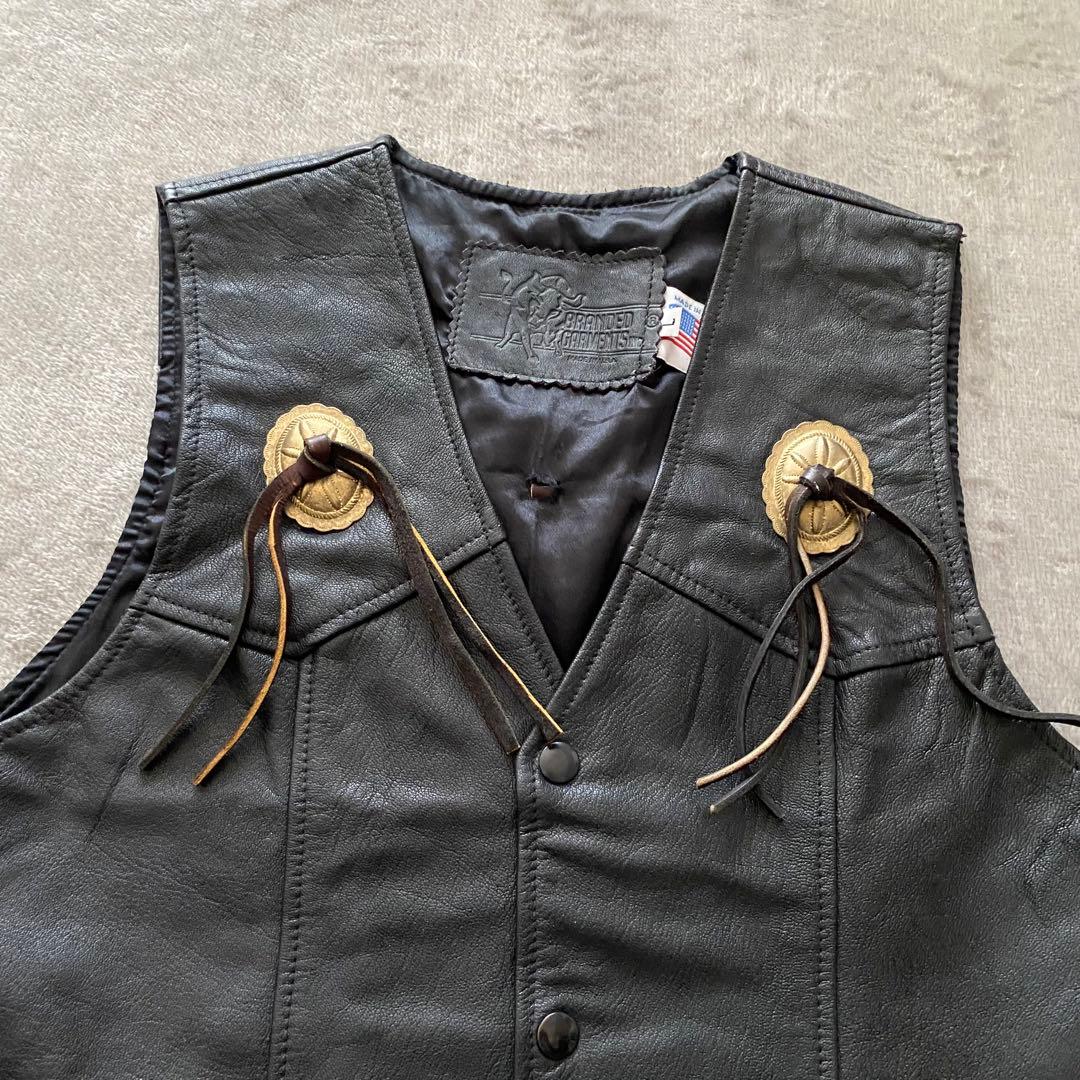 USA製 BRANDED GARMENTS 本革 レザーベスト コンチョ