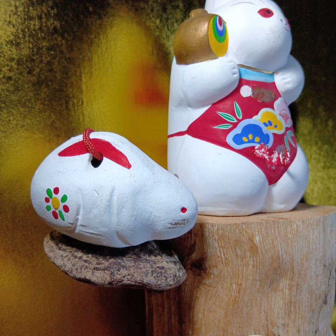 ウサギの置物 陶器製 インテリア