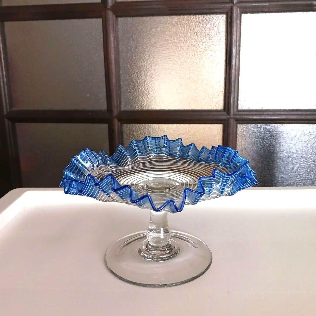 和製ガラス コンポート 糸巻き　美品
