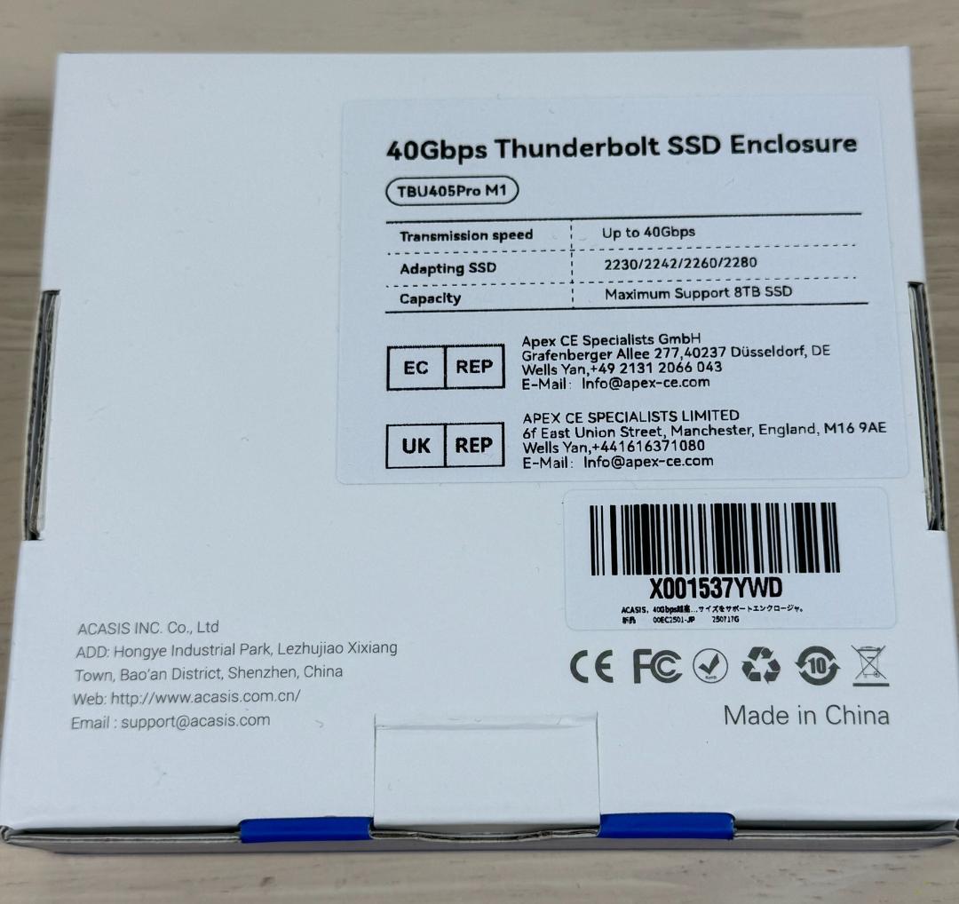 美品SSD外付けケースACASIS 40GbpsSSD TBU405Pro M1