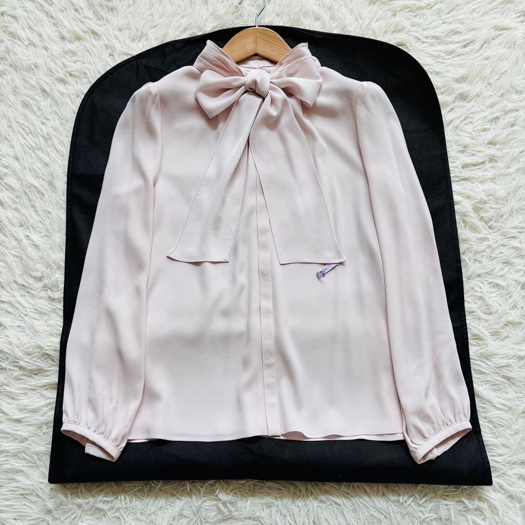 ANAYI 2023 バックサテン ボウタイブラウス 38 ピンク 2WAY