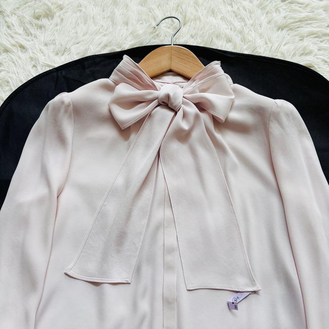 ANAYI 2023 バックサテン ボウタイブラウス 38 ピンク 2WAY