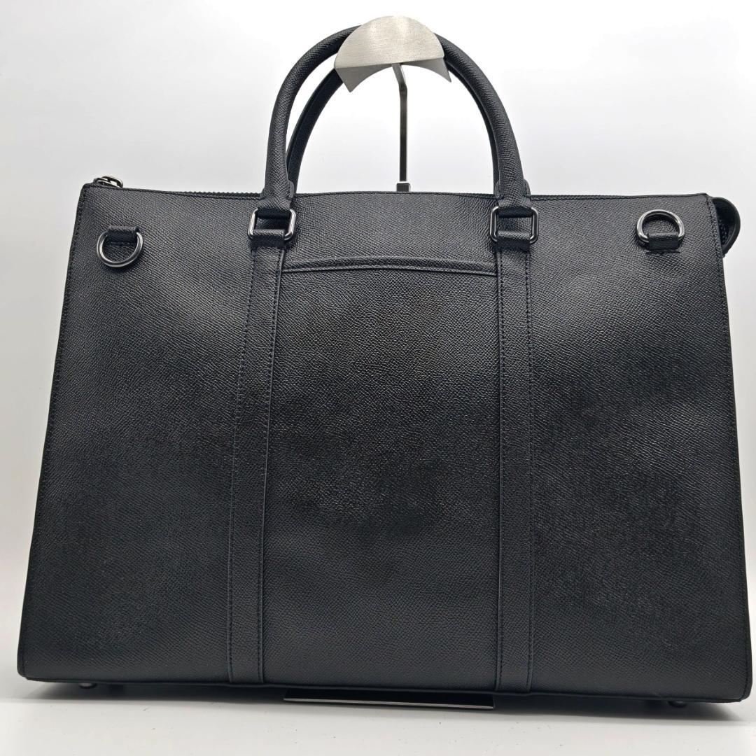 現行/極美品 コーチ ビジネスバッグ 2way 自立 A4可 ブラック レザー