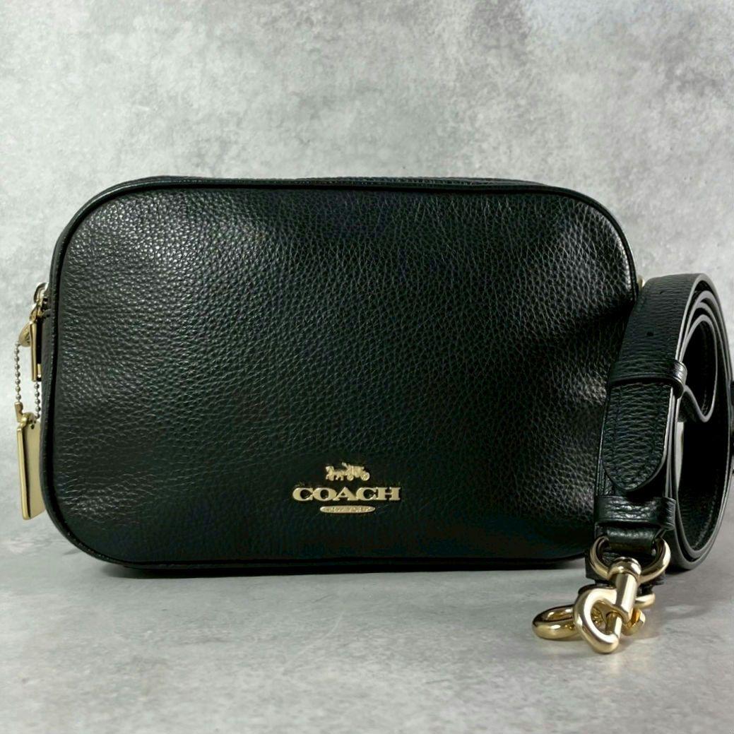極美品 コーチ ジェス 2way ショルダーバッグ ダブルジップ レザー 黒