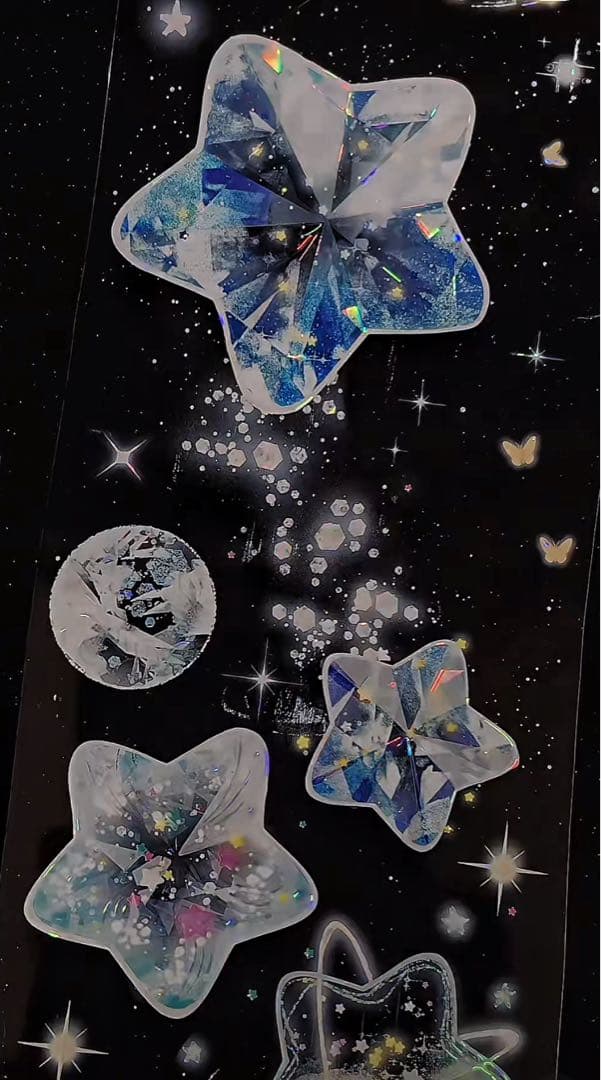 【9460】海外　マステ　3/5/巻　貝殻光マスキングテープ　惑星　青　装飾系