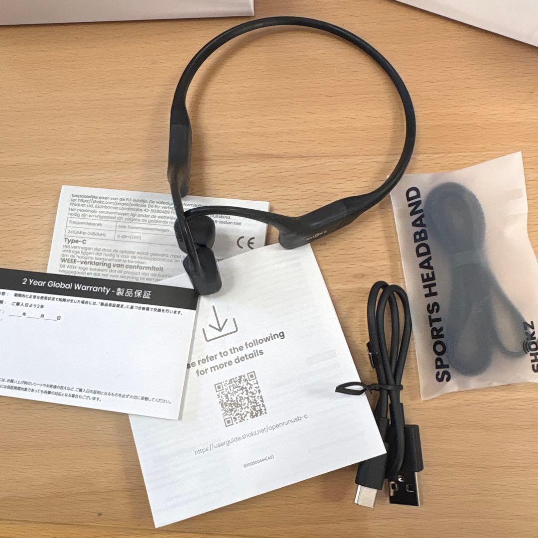 SHOKZ OPENRUN 黒＊骨伝導イヤホン　bluetooth＊ヘッドフォン
