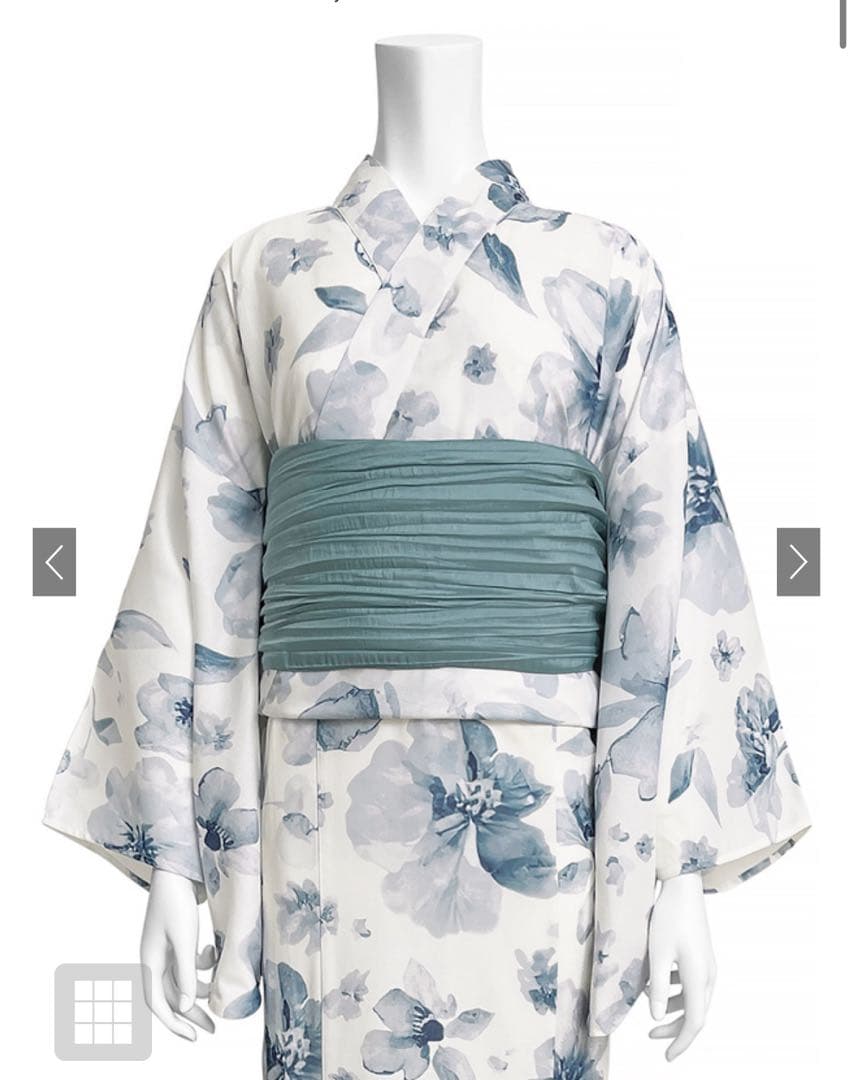 【未開封】3点セット2Way水彩花柄浴衣セット[fy027]（ショート）