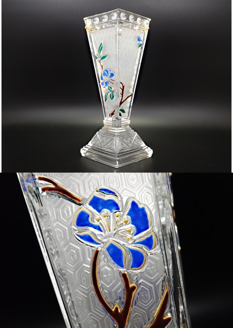 H63 オールド バカラ ジャポニズム 壷 エナメル クリスタルガラス