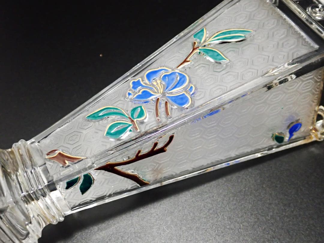 H63 オールド バカラ ジャポニズム 壷 エナメル クリスタルガラス