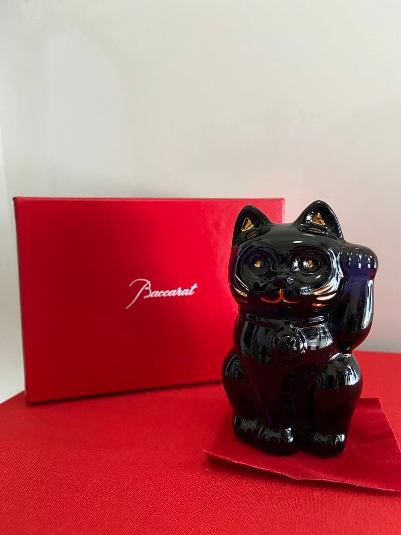 バカラ／Baccarat／招き猫／ミッドナイト／ クリスタル／縁起物／置物