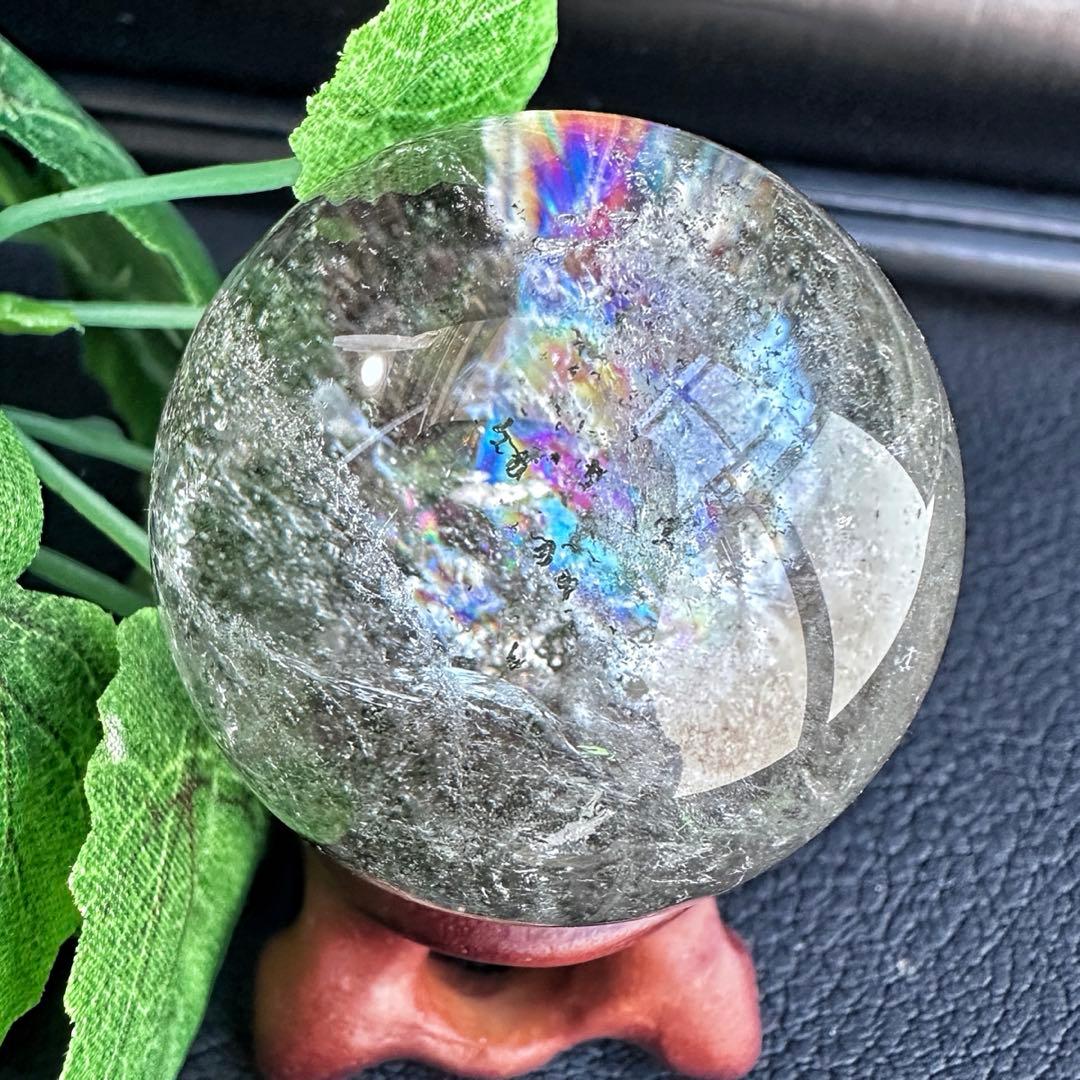 爆アレ❗️レインボー☆ガーデンクォーツ インクォーツ庭園水晶 丸玉 水晶A1323