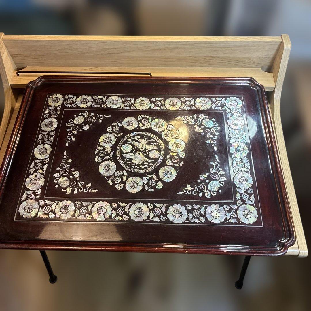 希少　折り畳み式 螺鈿細工 ローテーブル 和家具 伝統工芸　送料込