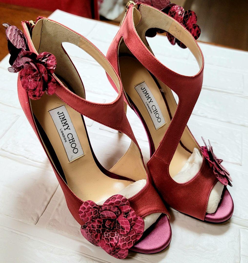 JIMMY CHOO ジミーチュウ サンダル サテン ピンク 36 未使用保管品