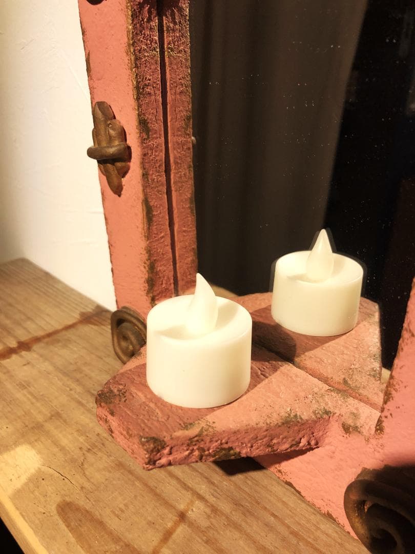 クラフト雑貨★壁掛けミラー鏡★90年代ロンドンで購入！★作家物手作りメルヘン雑貨