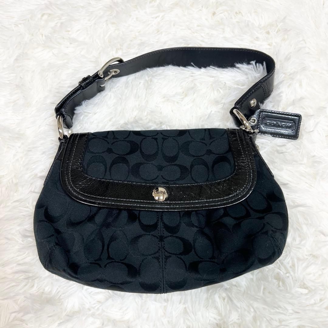 COACH コーチ ワンショルダーバッグ ハンドバッグ シグネチャー ブラック