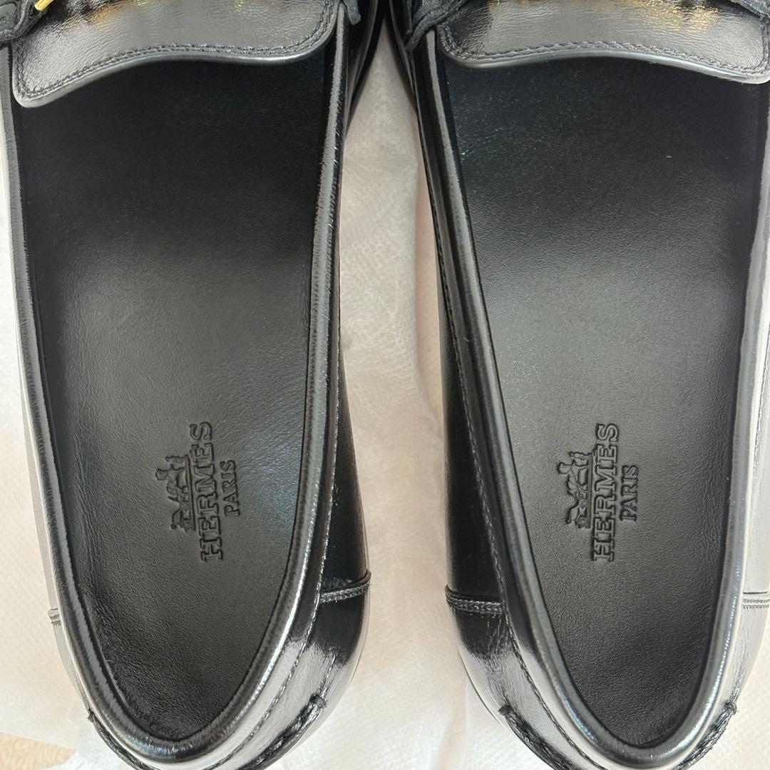 【未使用】　エルメス　モカシン　ケッシー　ローファー　レザー　ブラック　馬車金具