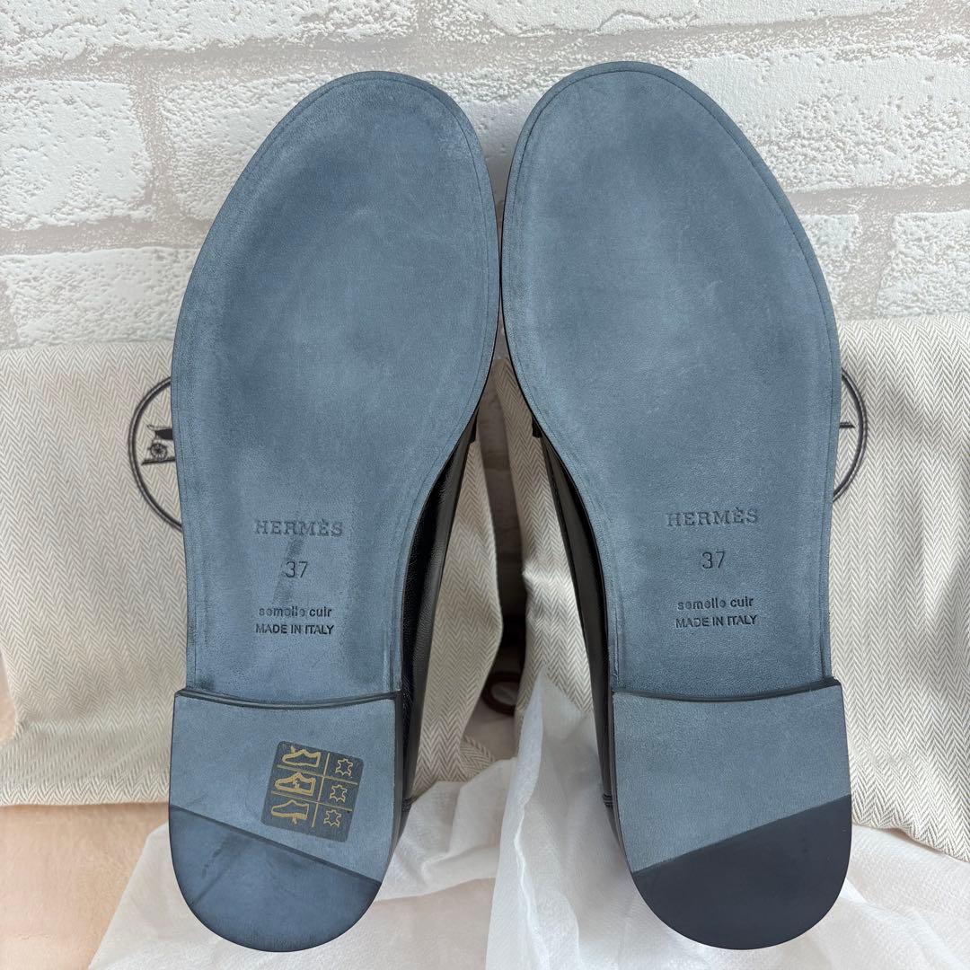 【未使用】　エルメス　モカシン　ケッシー　ローファー　レザー　ブラック　馬車金具