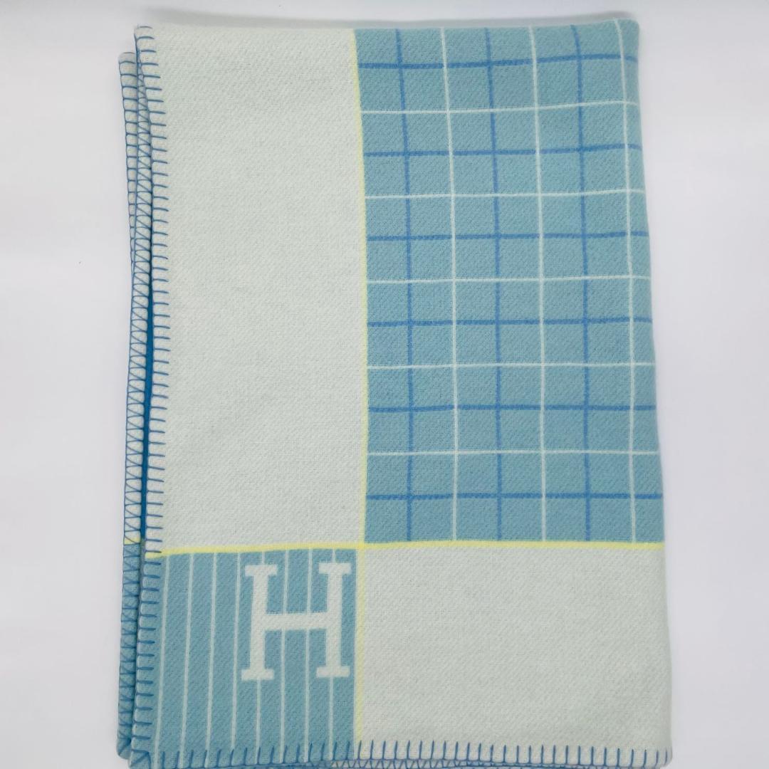 HERMES エルメス アヴァロン ブランケット ブルー カシミア　ウール