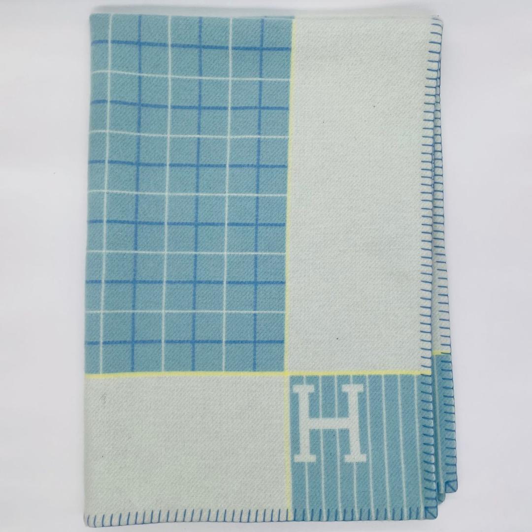 HERMES エルメス アヴァロン ブランケット ブルー カシミア　ウール