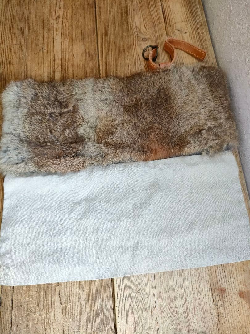 美品　ebagos エバゴス　紅籐カゴ　トートバッグ　ラビットファー