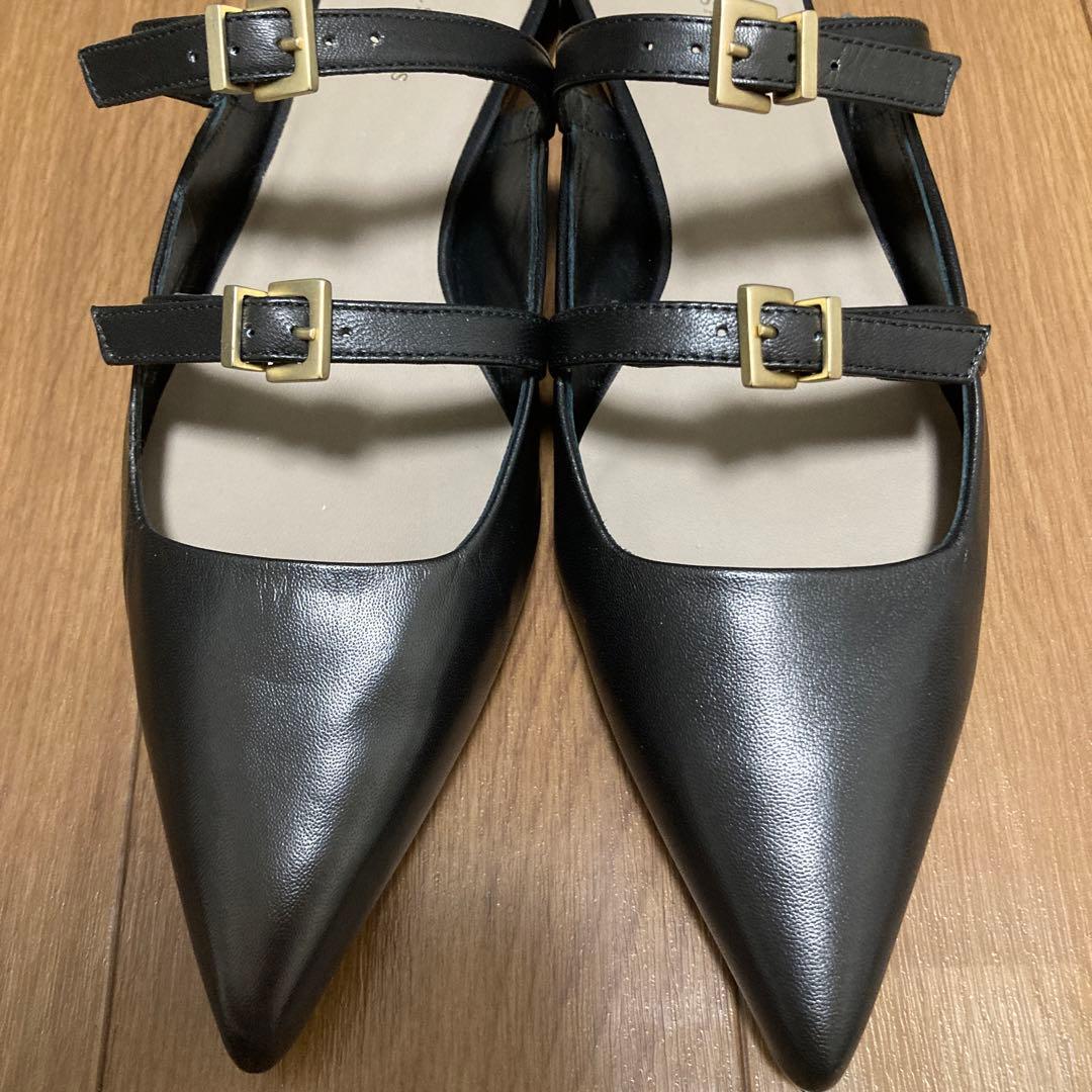 新品未使用【ALL SAINTS】ベルトフラットパンプス ブラック 38