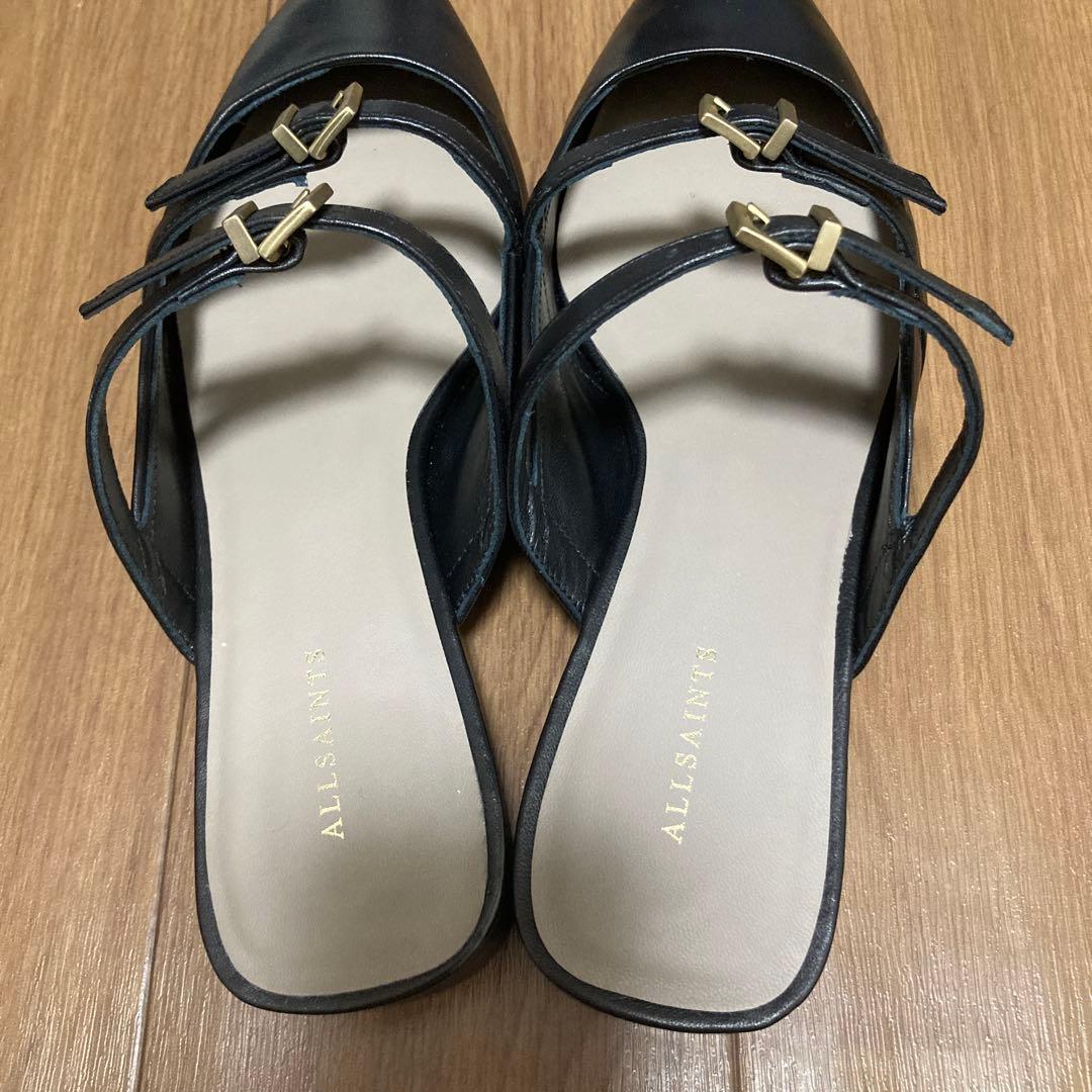 新品未使用【ALL SAINTS】ベルトフラットパンプス ブラック 38