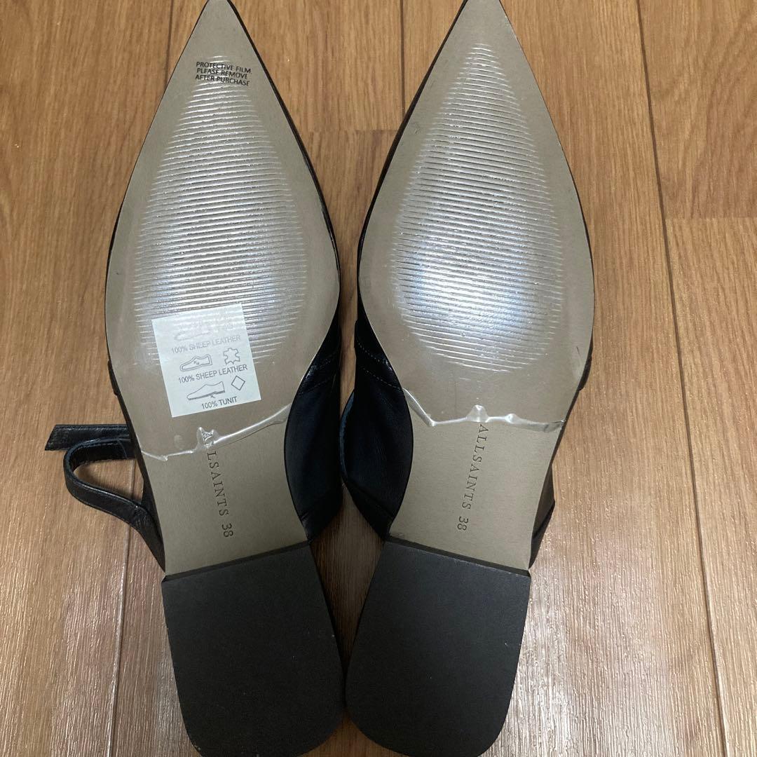 新品未使用【ALL SAINTS】ベルトフラットパンプス ブラック 38