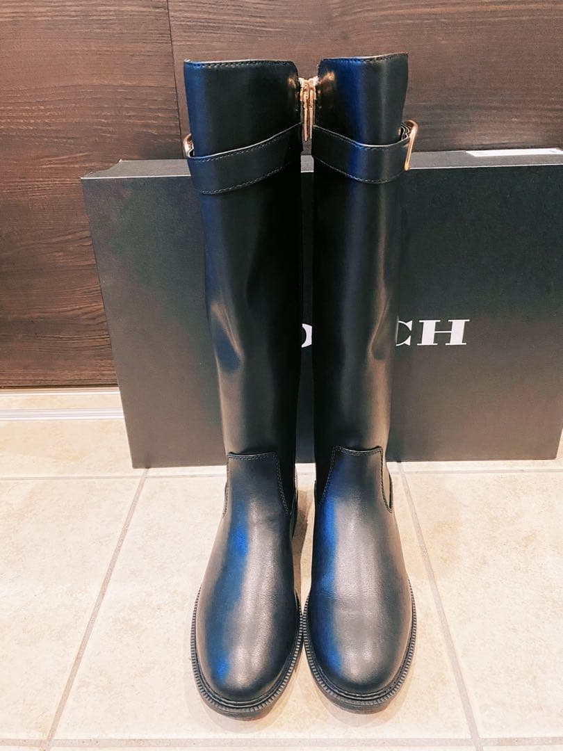 【未使用に近い】コーチCOACH ロングブーツ ブラック ゴ