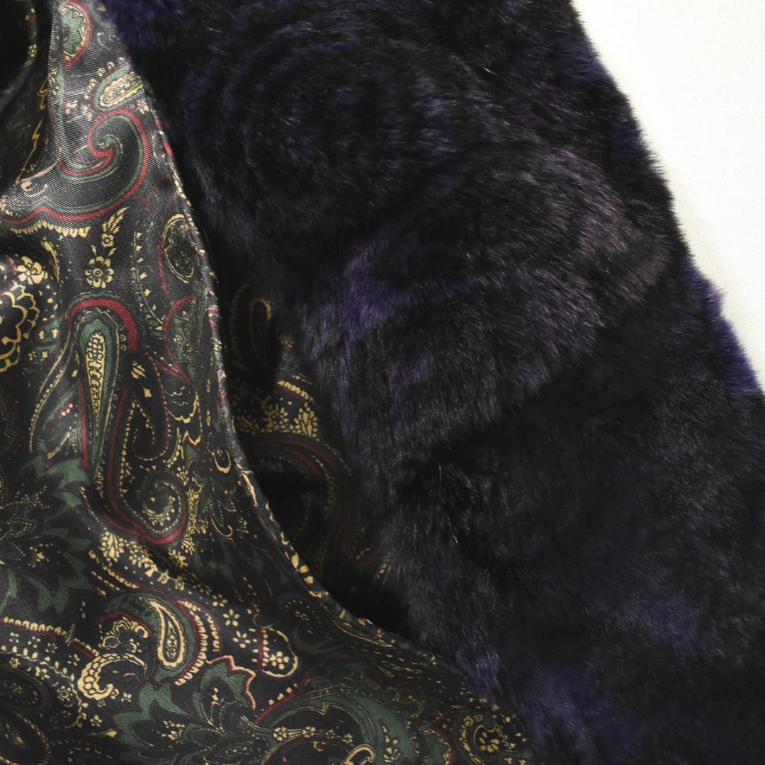 おまとめ割り　【高級】 シェアードミンク ケープ ポンチョ パープル 総柄裏地♪