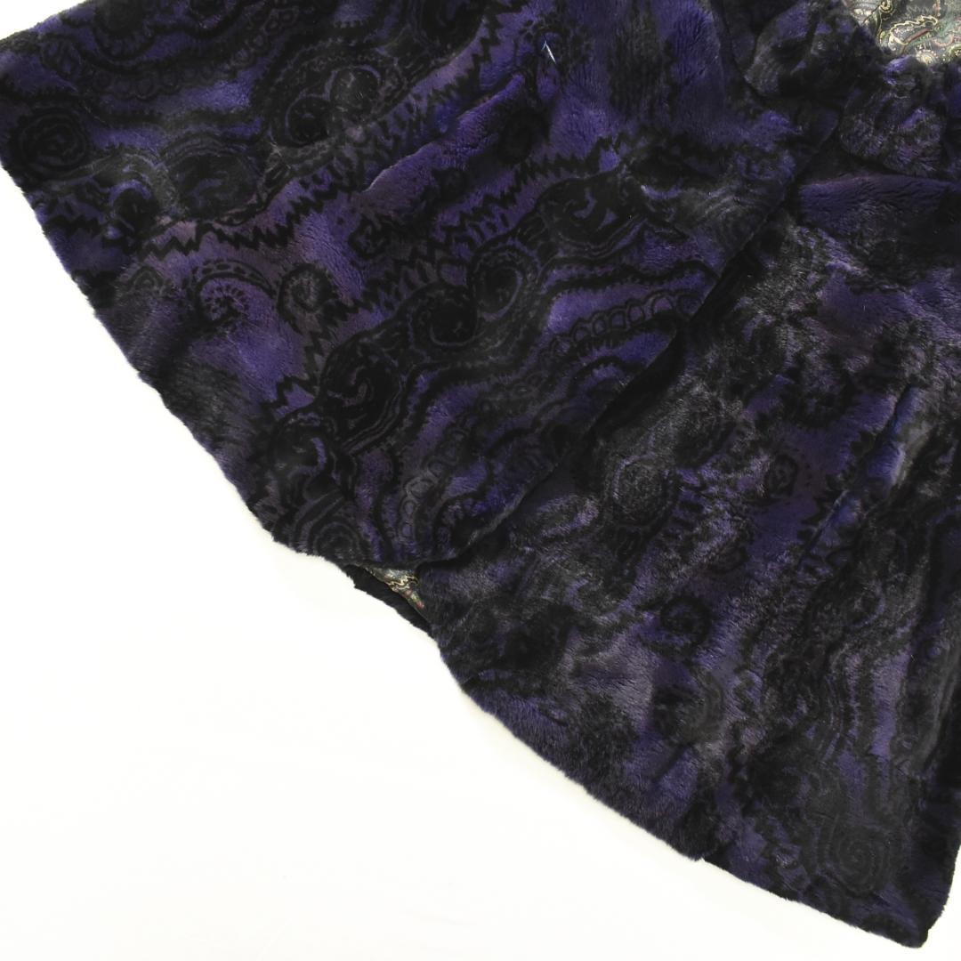 おまとめ割り　【高級】 シェアードミンク ケープ ポンチョ パープル 総柄裏地♪