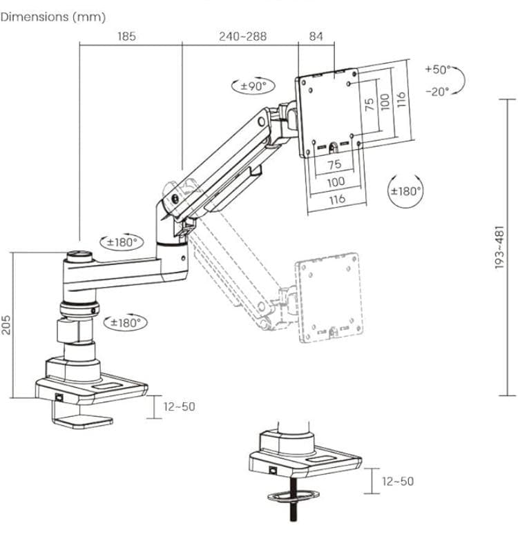 モニターアーム　iggy LS112 ホワイト　快適ワーク　2〜20kg