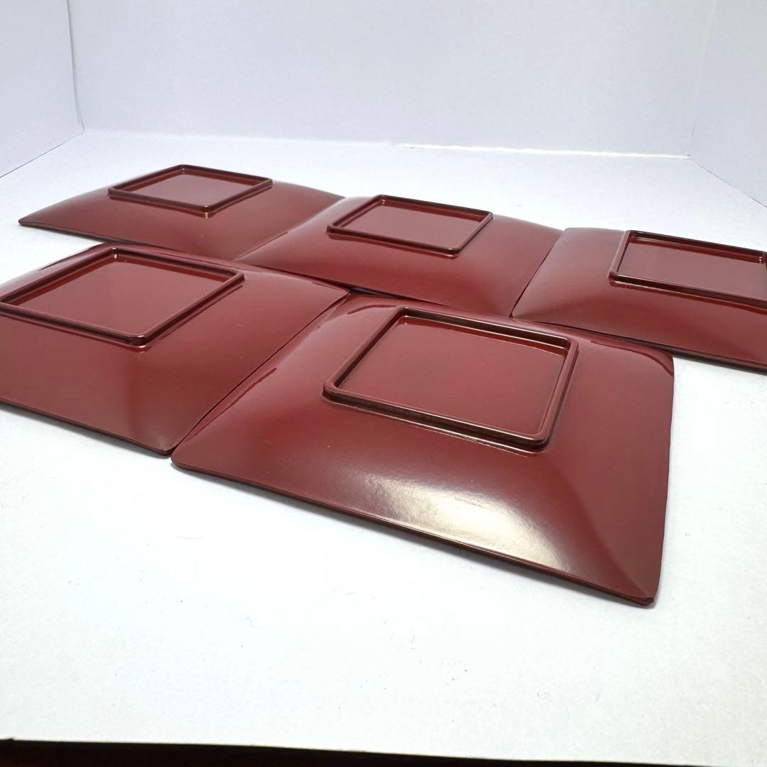 新品未使用 金沢箔工芸 金沢手打箔 洋金箔 角古代銘々皿 5枚セット 共箱説明書