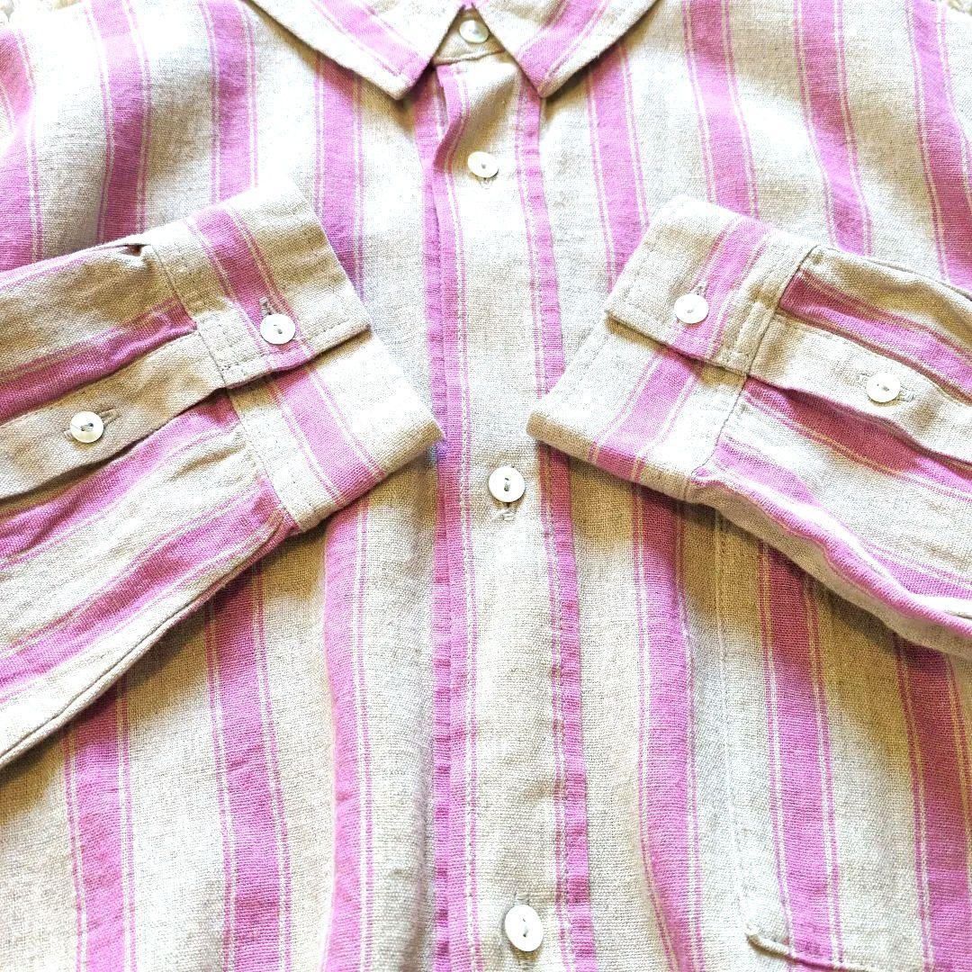ICHI Antiquitesイチアンティークス リネンコットンストライプシャツ