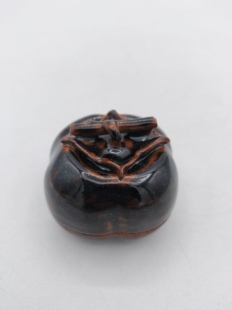 c584 香合 利休所持写 柿 鉄釉 陶若窯 能勢善光 木箱 茶道具 古物
