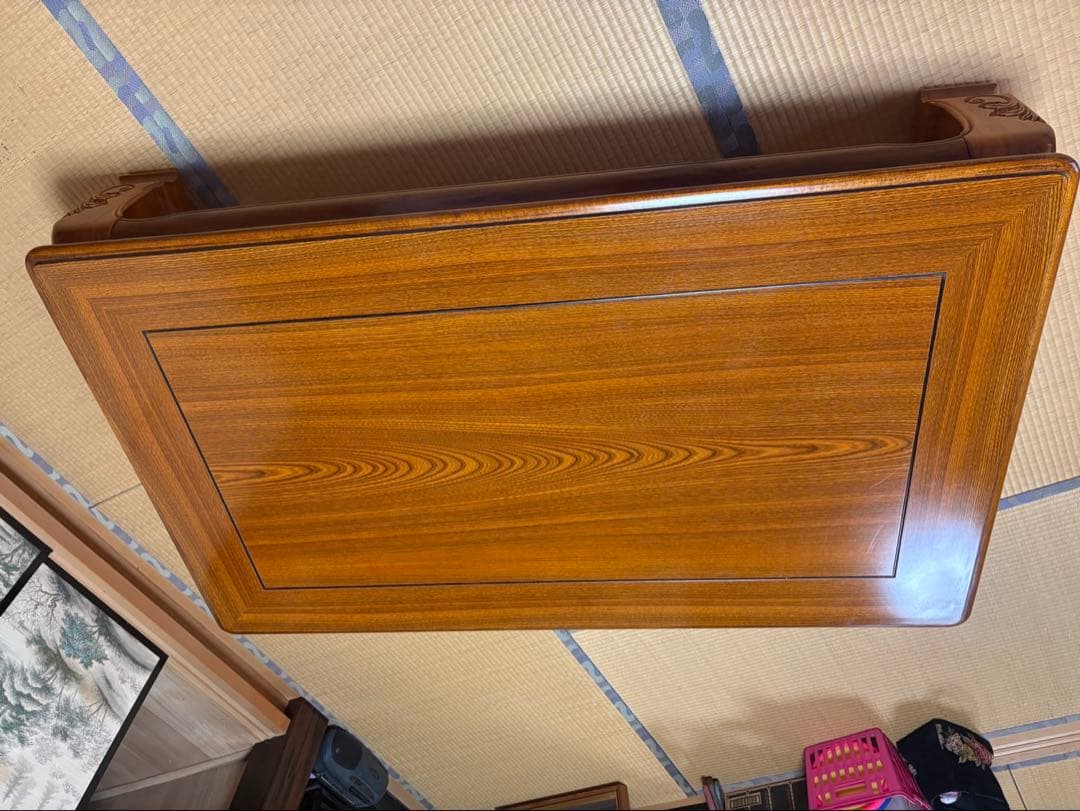 座卓 ローテーブル センターテーブル 木製 彫刻 和室