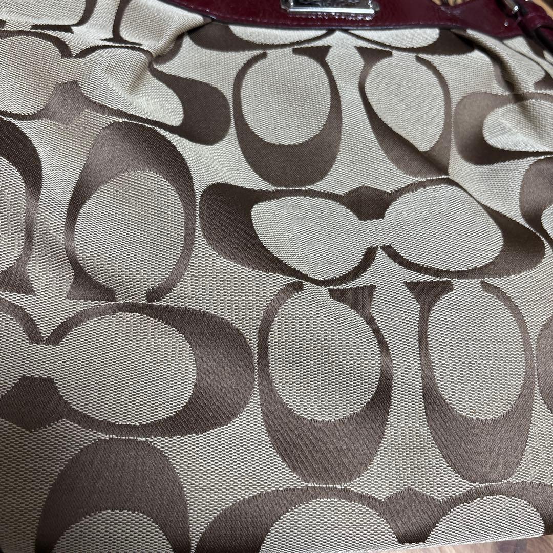 COACH ショルダーバッグ ベージュ/バーガンディ