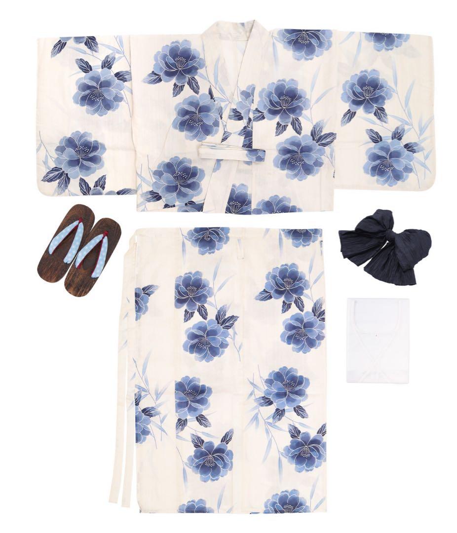 KYOETSU セパレート浴衣　4点セット　静寂に薄花桜