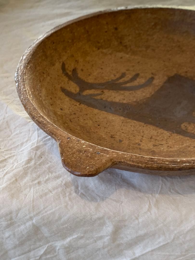 石原稔久さん　鹿絵付鉢　皿　22cm