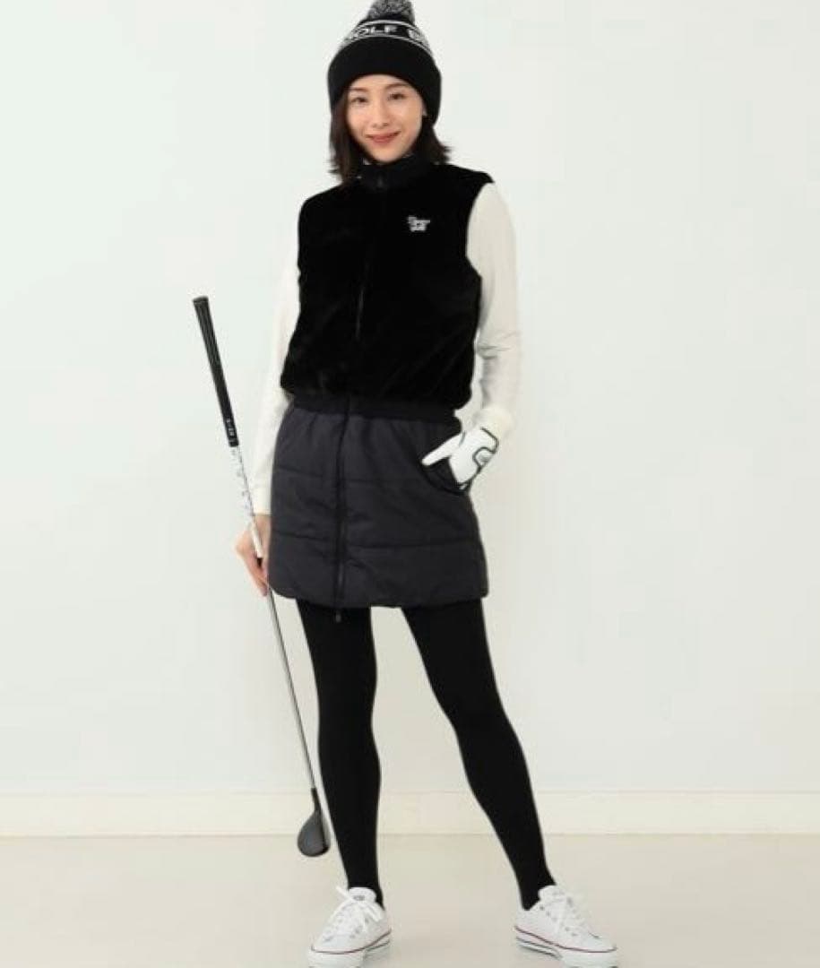 BEAMS GOLF ファー　中綿　ワンピース ブラック M