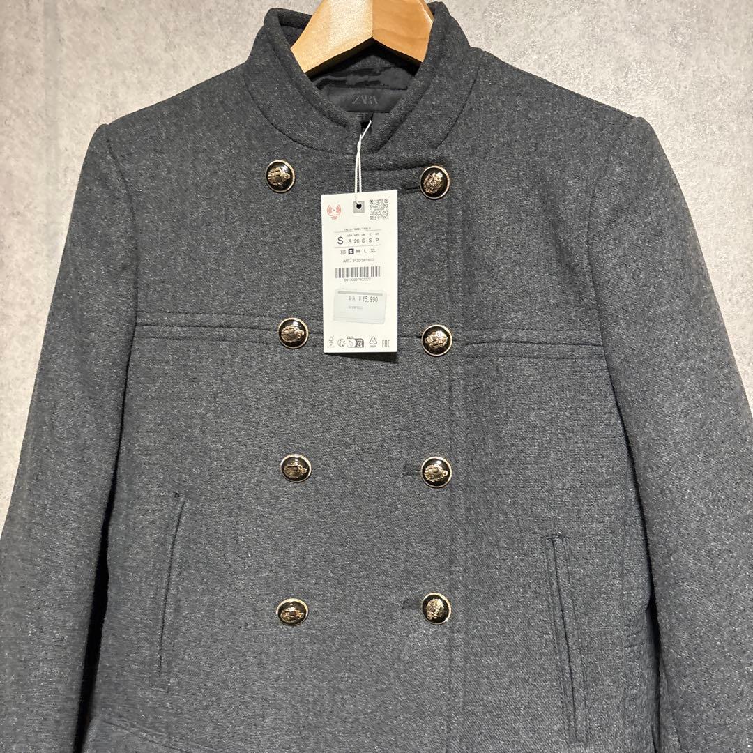 ZARA　ウールダブルブレストコート S